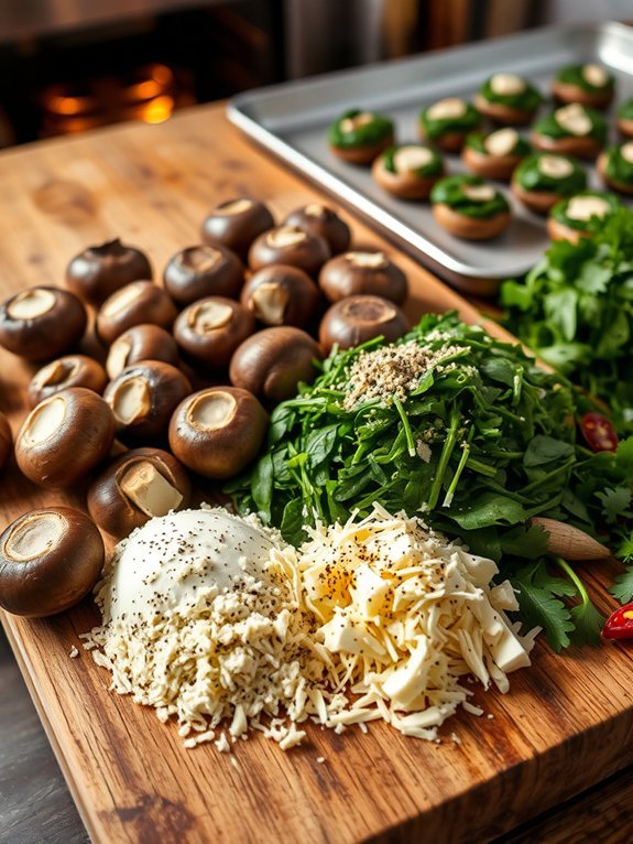 spinach cheese mushroom filling