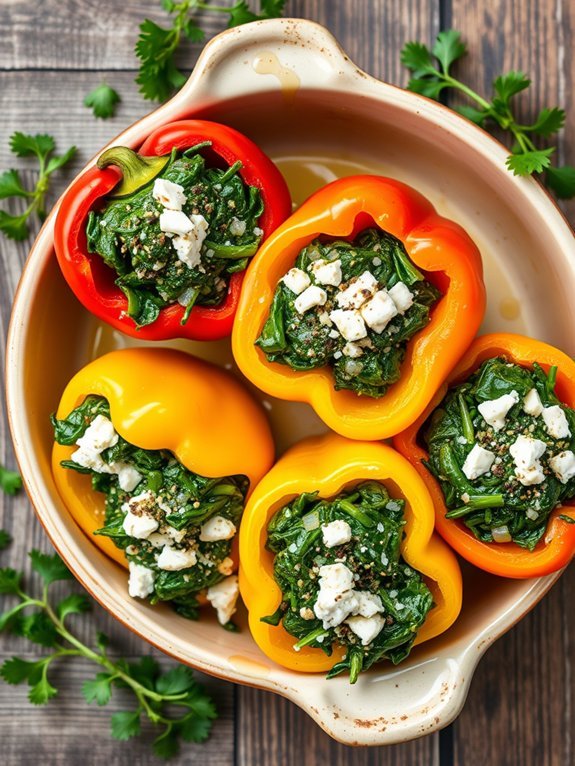 Top 15 Delicious Vegetarian Lunch Ideas for a Healthy Meal 9 spinach feta filled peppers
