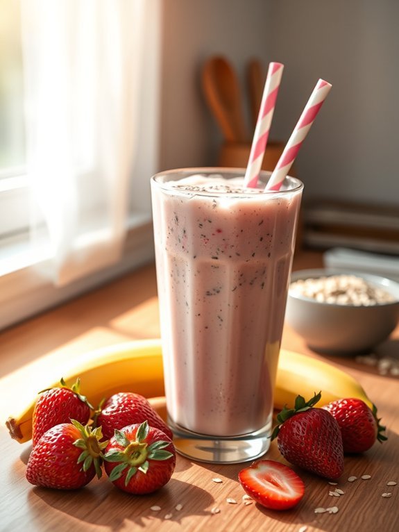 strawberry oatmeal breakfast shake