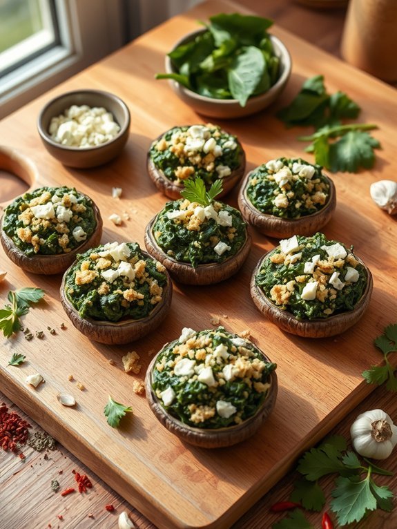stuffed mushrooms with spinach