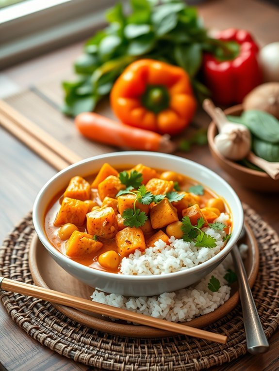 10 Delicious Vegetarian Slow Cooker Recipes for Easy Meal Prep 6 sweet potato chickpea curry