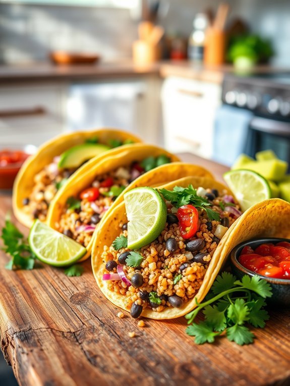 tacos with quinoa and beans