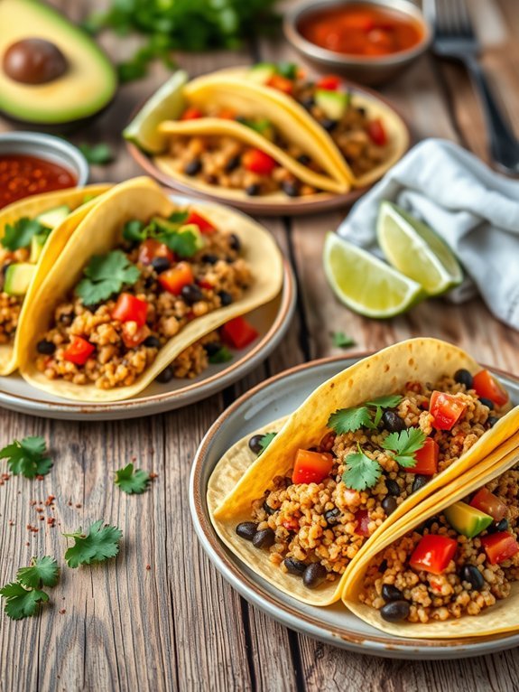10 Simple Meatless Monday Recipes for Easy and Delicious Plant-Based Meals 6 tacos with quinoa black beans
