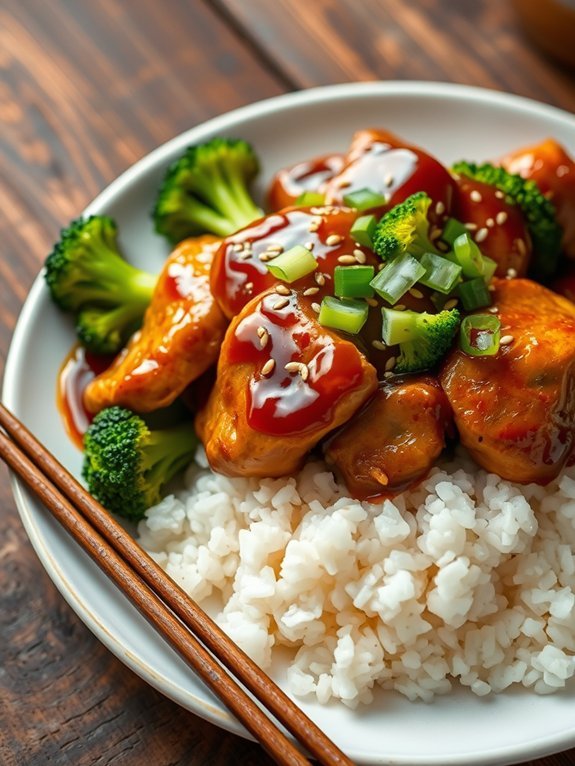 teriyaki chicken with broccoli