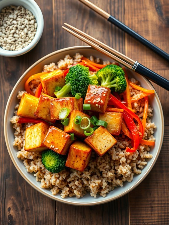 teriyaki tofu with rice