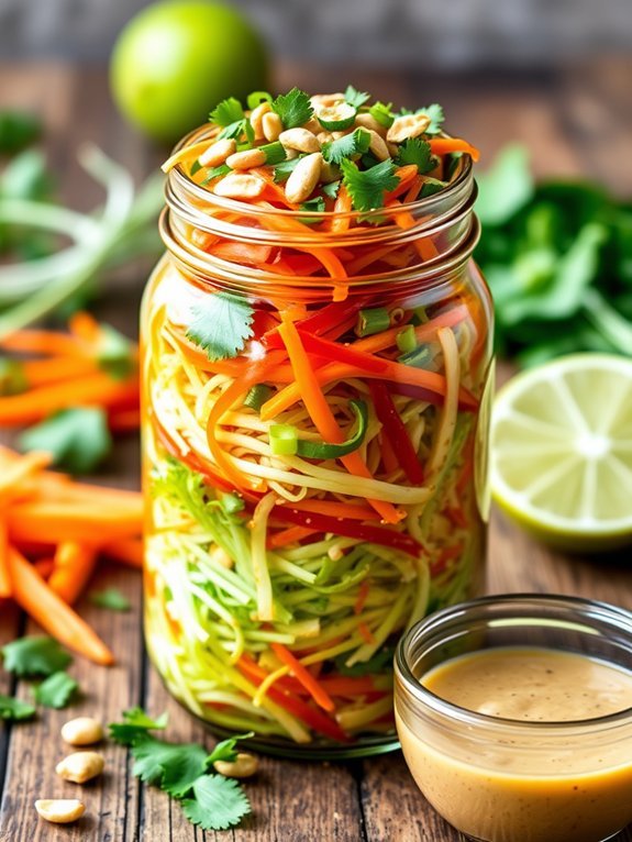 10 Easy Mason Jar Salad Recipes for Quick and Healthy On-the-Go Meals 10 thai inspired crunchy salad