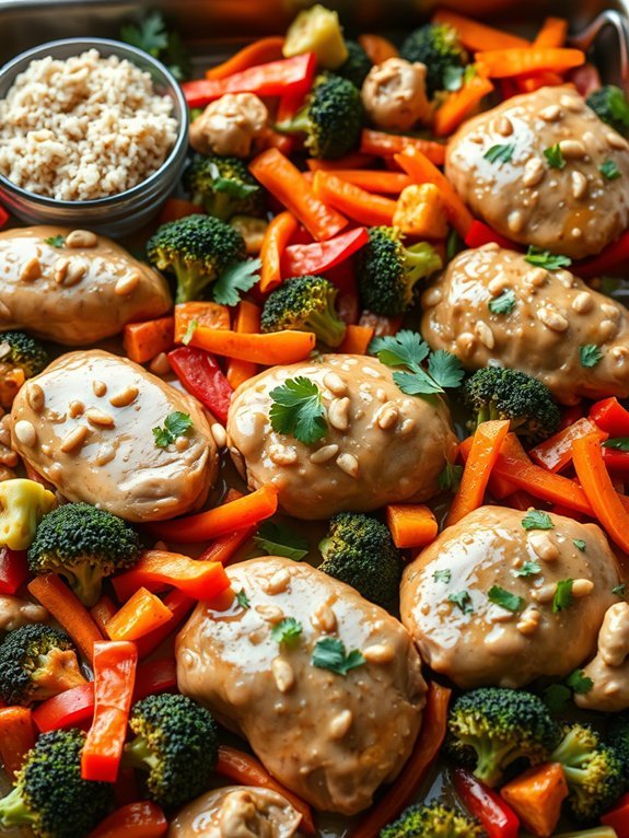 12 Easy Sheet Pan Dinner Recipes for Quick and Effortless Cooking 12 thai peanut chicken dish
