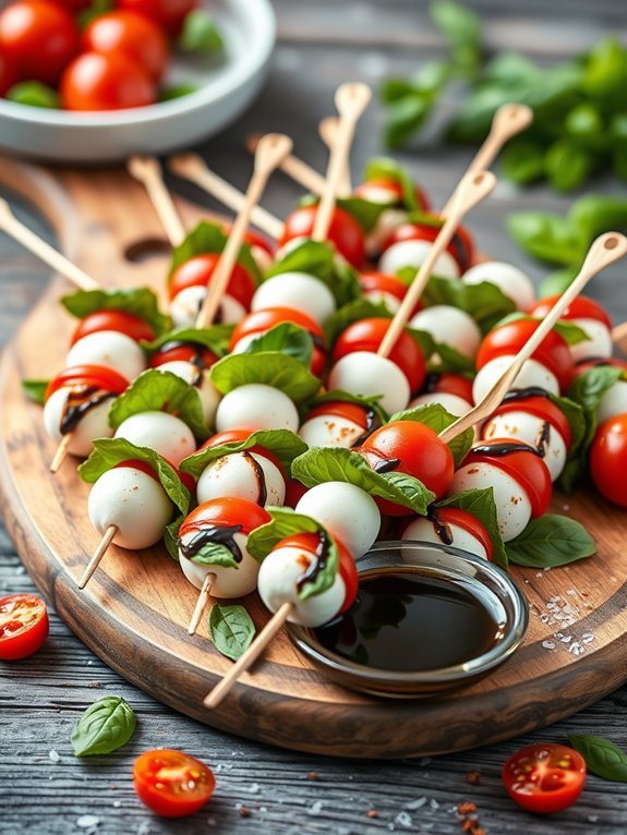 12 Easy Snacks Ready in Under 10 Minutes: Quick & Delicious Recipes 5 tomato mozzarella basil skewers