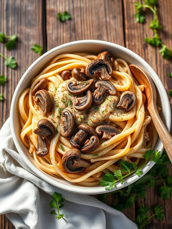 vegan mushroom pasta dish