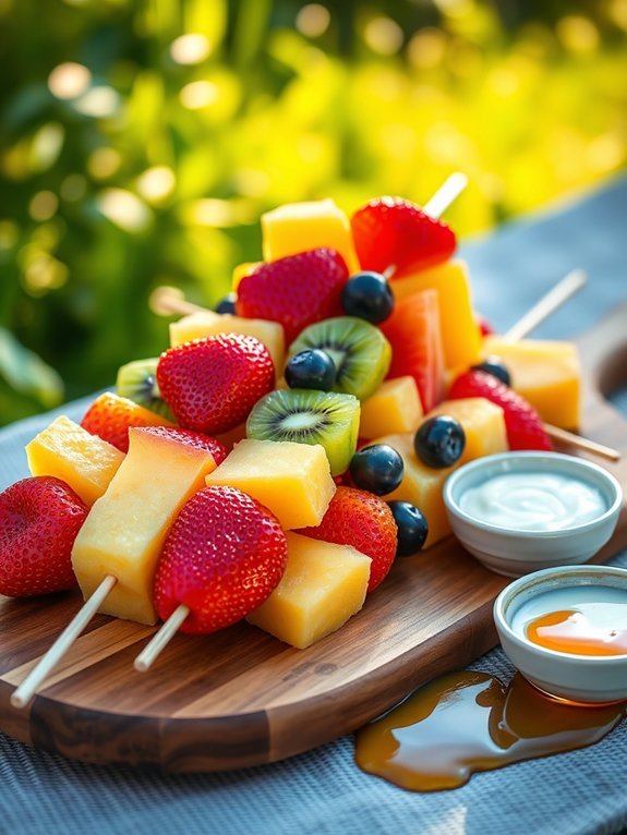 10 Nutritious and Delicious Snacks for Kids: Fun Ideas for Healthy Eating 2 vibrant skewers of fruit