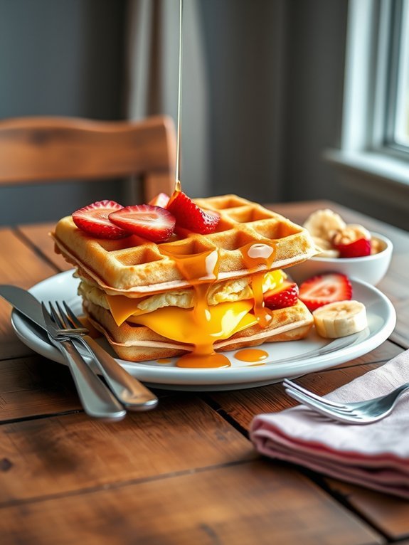 10 Delicious and Fun Breakfast Ideas for Kids That They'll Love 7 waffles filled with sandwiches