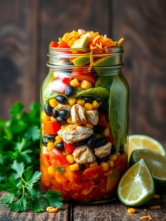 10 Easy Mason Jar Salad Recipes for Quick and Healthy On-the-Go Meals 9 zesty chicken salad recipe