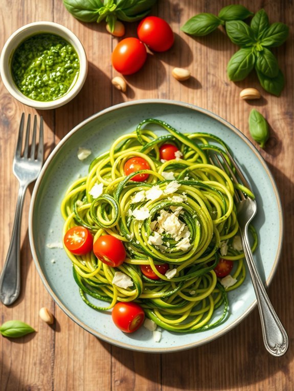 15 Simple and Fast Office Lunch Ideas You Can Prepare Today 10 zucchini noodles topped with pesto