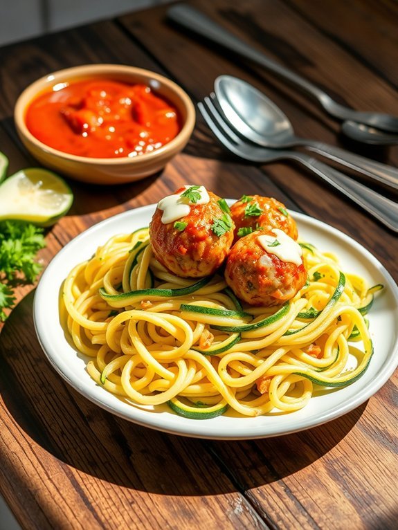 10 Delicious and Flavorful Low-Carb Dinner Recipes You'll Love 7 zucchini noodles with meatballs
