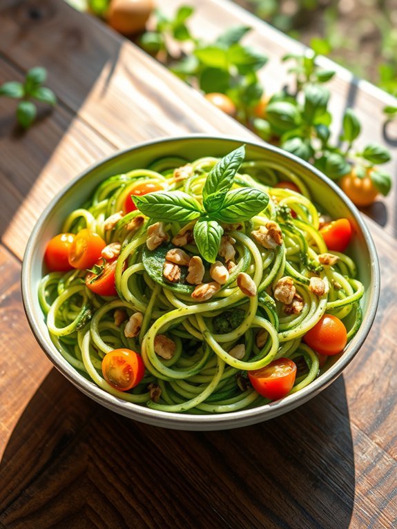 zucchini noodles with pesto