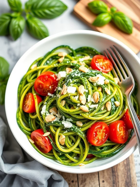 zucchini noodles with pesto
